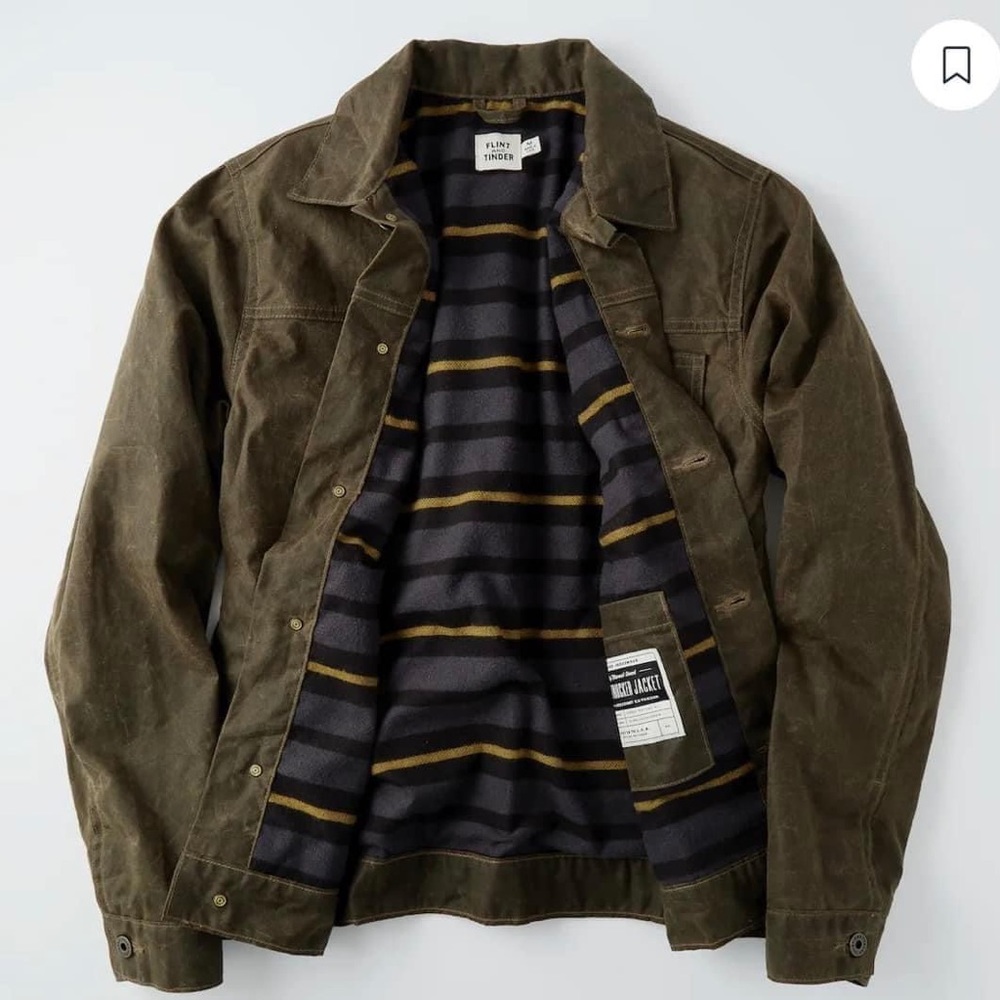 Flint and Tinder Flannel-Lined Waxed Trucker Jacket Sz L NWOT

Retails $300